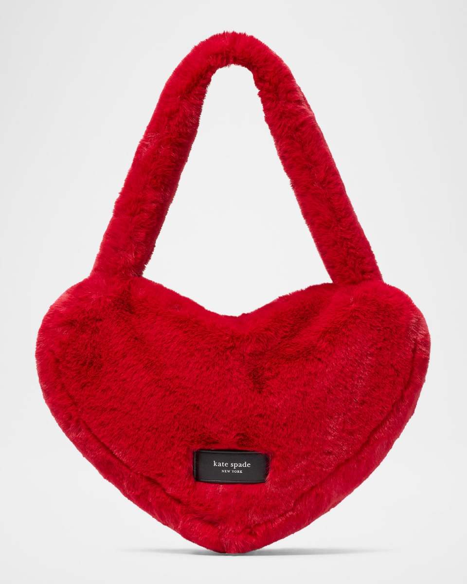 luver heart faux fur tote bag